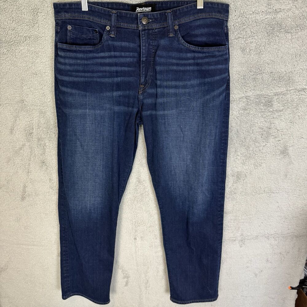 Revtown Sharp Jeans 36x29 Straight Leg Stretch Blue Dark Wash Decade Denim Pants
